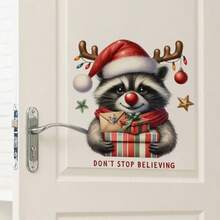 1 pieza, Lindo mapache junto a la puerta Pegatina de pared con sensor, Adecuado para decoración de pared y puerta, Pegatina de patrón artístico, Adecuado para dormitorio, cafetería, restaurante, ofitalla grandea y más, Muy adecuado para decoración de arte de pared del hogar, Papel tapiz para pared del hogar, Tatuaje de pared autoadhesivo, Pegatinas de pared adhesivas, Pegatinas de esquina de la pared