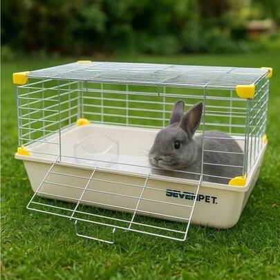 Jaula para Conejo, Conejera Chica y Portátil para Cuyos, Erizos y Mascotas | Jaula con Comedero, Bebedero, Refugio, Área de Descanso y Cuidado