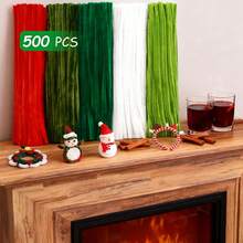 500 piezas de limpiapipas verdes a granel, set de 5 colores de limpiapipas para manualidades, 12 pulgadas de 5 colores surtidos de tallos de chenilla esponjosos, decoraciones de artes y manualidades suaves, cosas creativas y divertidas, tallos de chenilla para proyectos de manualidades y artes DIY (colores navideños) - Multicolor - Ver 5