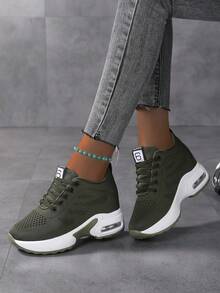 Women's Wedge-Heeled Platform Sneakers, Comfortable And Versatile Thick-Soled Breathable Height-Increasing Women's Shoes