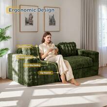 MAXYOYO 2/3 Seater Couch With  Cushion & Backrest,Boneless Floor Sofa With Armrests For Living Room Bedroom Office,Sofa In A Box,No Assembly Required - màu xanh lá - Xem 10