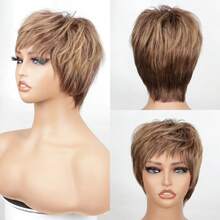 Brazilian Short Human Hair Wigs 6inch Short Straight Pixie Cut Wig Human Hair Full Machine Made Layered Pixie Wigs For Women Wigs P4/ 27 Color Halloween Costumes - Piano Color - View 1
