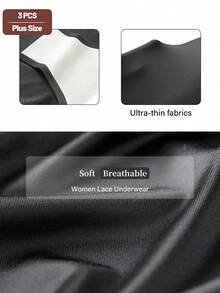 3 quần lót cạp cao cỡ lớn cho nữ, kiểm soát bụng, co giãn, mềm mại, thoáng khí - màu đen - Xem 7