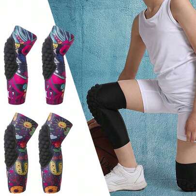 1pc Crashproof Knee Support Protective Honeycomb Sport Leg Knee Pads Gear Breathable Basketball Knee Brace For Kids Child Sports Football Basketball