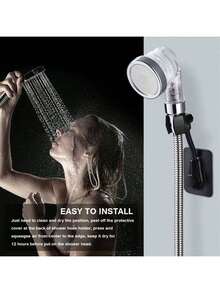 1pc Rotatable Black Shower Head Holder, Universal 360 Degree Adjustable Wall-Mounted Shower Head Bracket, No Drilling Installation - Black - View 8