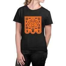 Playera para mujer Papel Picado Pan de Muerto Ofrenda Halloween - Negro - Ver 2
