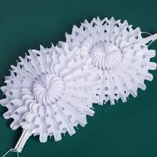 12pcs Winter Wonderland Snowflake Party Decorations Set: White Paper Fan Decor Snowflakes Garlands Banner For Frozen Birthday, Christmas, Baby Shower, Wedding - trắng - Xem 4