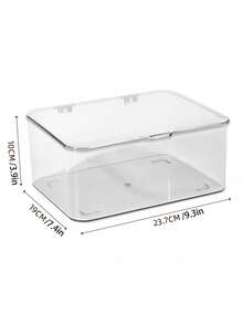 1pc Transparent Flip-Top Storage Box With Dust-Proof, Stackable Drawer Organizer Designed For Hair Clips, Headbands, Elastics And Accessories, Clear Vanity And Desk Display Solution, Space-Saving, Multipurpose, Compact Design For Bathroom Counter, Bedroom Dresser, Living Room Shelf, And Desk Top Organization - Multicolor - View 2