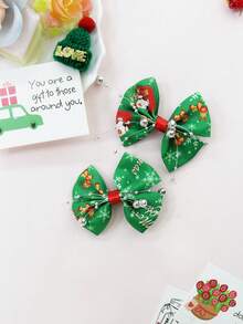 Pinzas para el cabello con lazo navideño con diseño de Papá Noel y copos de nieve, pinzas para el cabello con lazo plateado con cuentas, accesorios para el cabello lindos para niñas, pinzas para el cabello esenciales para Navidad