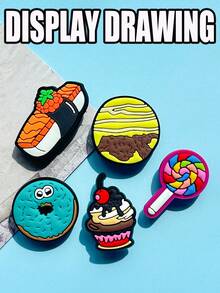 33 PCS Food Collection Series - Durable Colored PVC Shoe Decorations, Suitable For Fun Shoe Decorations, The Perfect Gift Set For Doughnut Lovers, DIY Handicrafts, Food Pattern Combinations, Durable Decorative Accessories, Creative Design, High-Quality Craftsmanship