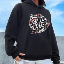 Santa Cruz Shark Graphic Hoodie Unisex Streetwear Sweatshirt With Bold Print And Front Pocket Design - Đen - 36 - Xem 2