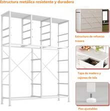 BURN Cómoda Alta para Dormitorio, Torre de Almacenamiento con 18 cajones, Organizador de cajones, Armario de Almacenamiento, Pasillo, armarios, Estructura de Acero (Blanco) - 1 - Ver 5