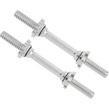 Mangos Roscados Para Mancuernas De 14/16/18/24 Pulgadas, De Cromo/Goma, Apto Para Placas De 1 Pulgada O 1.15 Pulgadas, 4 Collares De Bloqueo De Estrellas Con Adornos De Goma - 14 pulgadas - Ver 12