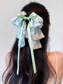 1 Pc Large Hair Claw Clip For Women Fabric Black White Flower Print Claw Clips Elegant Hair Clips Winter Hair Accessories Fashion Hair Cluth