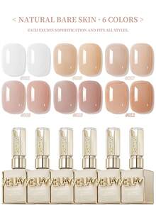 XEIJAYI XEJAYI 6-Color 15ml Ice-Through Nude Gel Nail Polish Set, UV LED Soaking Nail Gel, Semi-Permanent, DIY Salon Quality Nail Art Gel - 彩色 - 查看 1