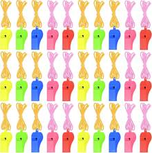 50 Pieces Plastic Whistles With Lanyard Loud Crisp Sound Whistles Bulk For Referee Sports Trainning Outdoor Camping Whistles Christmas Birthday Party Goody Bag Fillers,25535619 - Apricot - View 1