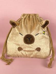 1 Stück süße Capybara Plüsch Bündel Tasche mit Kordelzug, kann Internetprominenz Delfin Schreibwaren aufheben, große Kapazität tragbare Aufbewahrungstasche