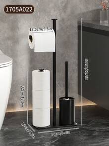 1pc Freestanding Toilet Paper Holder, Self-Adhesive Bathroom Tissue Roll Dispenser, Moisture-Proof Home Restroom Accessory, Bathroom Organizer | Decorative Shelf