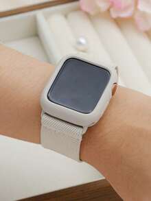 Compatible With Apple Watch Strap And Compatible With Apple Watch Case , Nylon Watch Band Watch Case Compatible With Apple Watch SE/11/10/9/8/7/6/5/4/3/2/1 Series, Ultra 3 2 1, Adjustable Elastic Sporty & Fashionable Breathable For Apple Watch Band Women , For Apple Watch Case Cover Starlight Soft TPU Case (No Screen Protector), 38mm40mm41mm42mm44mm45mm46mm49mmS10/11-42mm For Apple Watch Acesories,For Apple Watch Band - Apricot - View 10