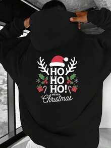 Reindeer It S Up To Merry Christmas Men's Casual Hoodies,Fall Hoodies,Men's Fall Clothes,Street Wear,Halloween,Mens Hoodies,Y2k Clothes,Jesus Hoodie,Thanksgiving Day,Nightmare Before Christmas,Christmas - 黑色 - 查看 1