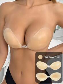 1片装硅胶胸贴，轻薄夏季款，隐形无痕，无肩带设计，适合搭配吊带裙和婚纱，防水防汗，聚拢小胸，让胸部看起来更丰满。 - 彩色 - 查看 13