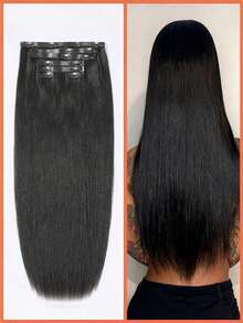 Yaki Straight Seamless Clip Ins 7pcs Per Set Seamless PU Clip In Hair Extensions Real Human Hair Invisible PU Skin Weft Light Yaki Clip Ins 100% Unprocessed Human Hair Extensions