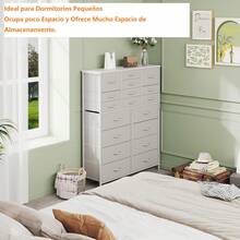 BURN Cómoda Alta para Dormitorio, Torre de Almacenamiento con 18 cajones, Organizador de cajones, Armario de Almacenamiento, Pasillo, armarios, Estructura de Acero (Blanco) - 1 - Ver 7