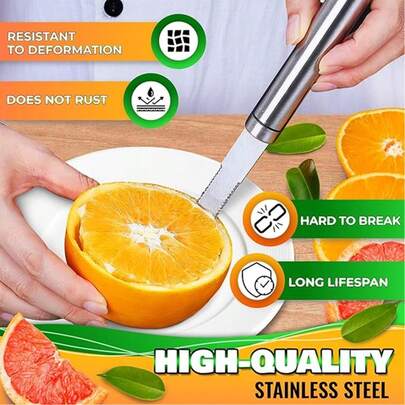 Versatile Stainless Steel Citrus Peeler And Slicer - Durable Kitchen Tool For Easily Preparing Oranges, Lemons And Cutting Vegetables