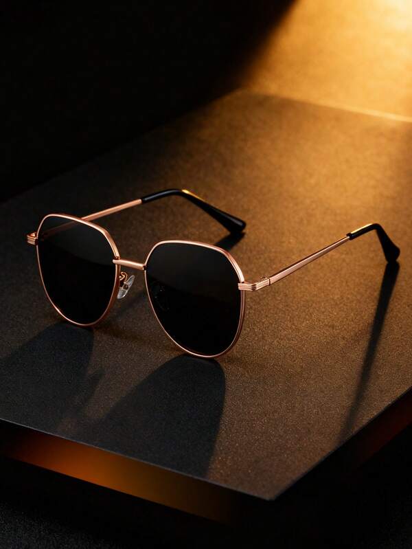 feye 1pc Unisex Fashionable Gold Fashion Glasses, Summer Travel Street Festival Gift Accessory