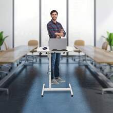 Mesa de ordenador con ruedas - Blanco - Ver 5