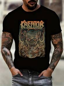 Camiseta de algodón unisex negra Kreator - Manga corta con diseño atemporal - Negro - Ver 1