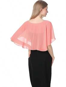 Chiffon Lace Shawls And Wraps For Brides - 珊瑚 - 查看 5