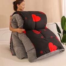 1pc Printed Thick Quilt, Reversible, Soft And Comfortable - Love Black - View 16