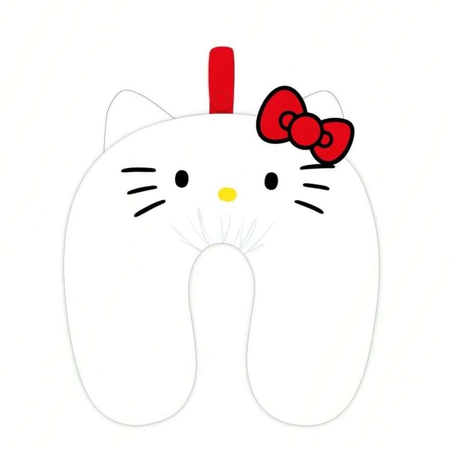 Gối du lịch , hình chữ "U" mềm mại màu trắng có tai và khuôn mặt thêu cổ điển cho trẻ em thoải mái và đáng yêu. - Một cỡ - Xem 1
