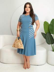 Midi Godet Dress Evangelical Fashion M, G And GG - Màu xanh lam - Xem 3