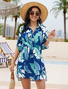 Women's Swimsuit Cover - Ups White Chiffon Bikini Swimwear Beach Dress Outfits Summer 6HQS - Floral Print - 查看 11