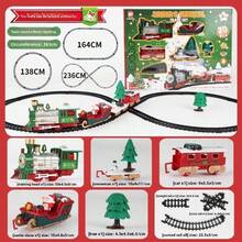 Zestaw świątecznych pociągów elektrycznych ze światłem i dźwiękiem, wisząca ozdoba choinkowa, tor w kształcie koła, pomysł na prezent dla dzieci