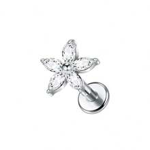 1 chiếc khuyên tai sụn hoa bằng thép không gỉ, khuyên mũi, khuyên môi, trang sức xỏ khuyên cơ thể - Bạc - Xem 3