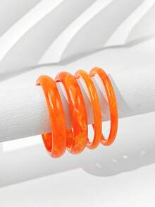 6pcs Women's Elegant Acrylic Resin & Metal Bangle Bracelet Set, Suitable For Daily Wear (Random Color & Pattern)