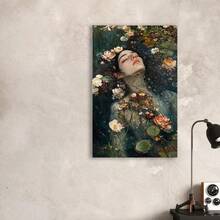 Framed Vintage Gothic Ophelia Painting - Dark Academia Feminine Decor, Professionally Framed Canvas Art In Vintage Golden Wood Frame (Ready-To-Hang) - Hauntingly Beautiful Wall Decor For Living Room, Bedroom, Gothic Home Office - Witchy Woman Portrait With Floral Undertones - Victorian-Inspired Gothic Literature Art Print, Gothic Decor, Bedroom Wall Art, Highquality Print, Bedroom Decoration, Ready To Hang, 2D Flat, Perfect For Room Decor - In ngẫu nhiên - Xem 4