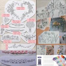 9 piezas de estabilizador de patrones de bordado solubles en agua, estabilizadores de costura con respaldo autoadhesivo - papel de costura fácil de usar para sombreros, guantes, ropa y otros proyectos DIY - Blanco - Ver 2