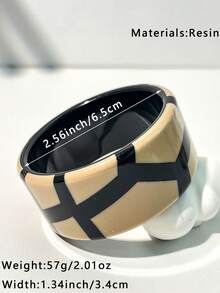 1pc Handmade Resin Bracelet In Milky Tea Color, Multi-Element Design With Stripes And Rivets, Suitable For Daily Wear And Parties, Great Gift For Family And Friends, Autumn/Winter - Multicolor a - View 14