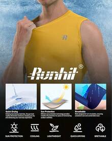 GYHSRunhit Sleeveless Compression Shirt Men Top Athletic Muscle Shirts Men - Turmeric - 查看 5