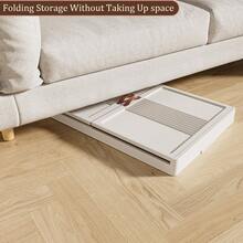 Multi-Functional Folding Storage Cabinet, Clothing Storage Box, Portable Wardrobe, Foldable Cabinet With Wheels And Double Doors, Suitable For Living Room, Bedroom, Walk-In Closet, And Apartments, No-Assembly Storage Rack, Organizes Clothes And Toys, Plastic Folding Storage Cabinet, Comes With 10 Hangers - 白色 - 查看 5