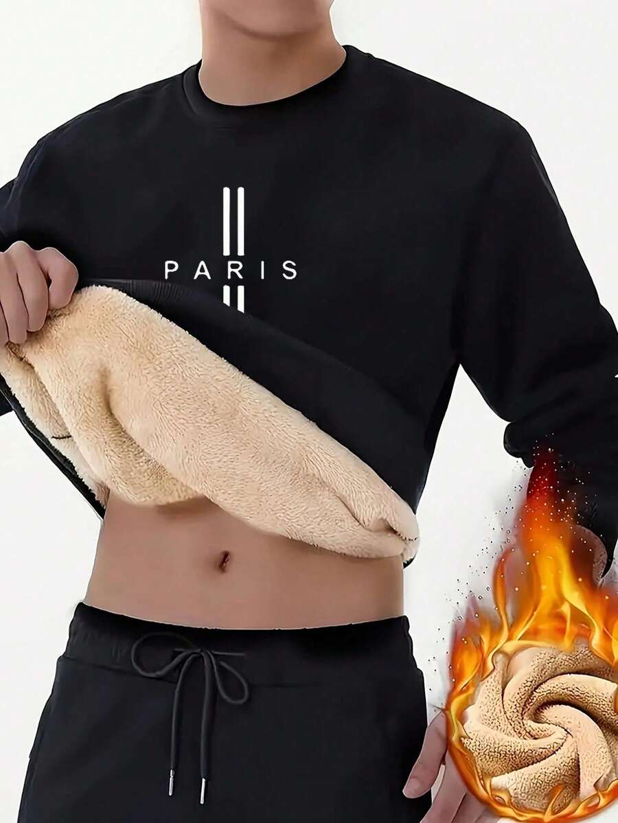 男士字母印花圆领卫衣，宽松版型，保暖内里，长袖灰色卫衣，圆领长袖落肩保暖抓绒休闲套头卫衣，适合秋冬季穿着