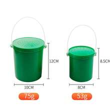 Cubo de cebo de pesca de plástico, cubo ventilado para almacenamiento de gusanos y sanguijuelas