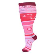 4 Pairs Unisex Plus Size Radom Color Compression Socks For Men Women 20-30mmHg Support For Nurses, Travel, Hiking,Running,Pregnancy - 顏色隨機(4雙) - 查看 5