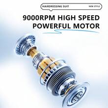 KEMEI KM-3023&702 專業電動理髮剪，金屬油頭雕刻修剪器，DLC刀片，9000RPM高速馬達，LED顯示屏 & 大容量電池，適用於沙龍 & 家庭使用 - 銀色 - 查看 2