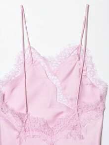 DEEKA Summer New Women's Fashion Sexy Asymmetric Lace Dress, European And American Style - Pink - View 10