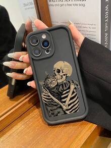 1个创意极简骷髅猫彩绘防震TPU手机壳，兼容苹果XS/XS Max/XR/11/12/13/14/14 Plus/15/15 Plus/16/16 Plus/7/8 Plus/17/17 Pro等型号 - 彩色 - 查看 2